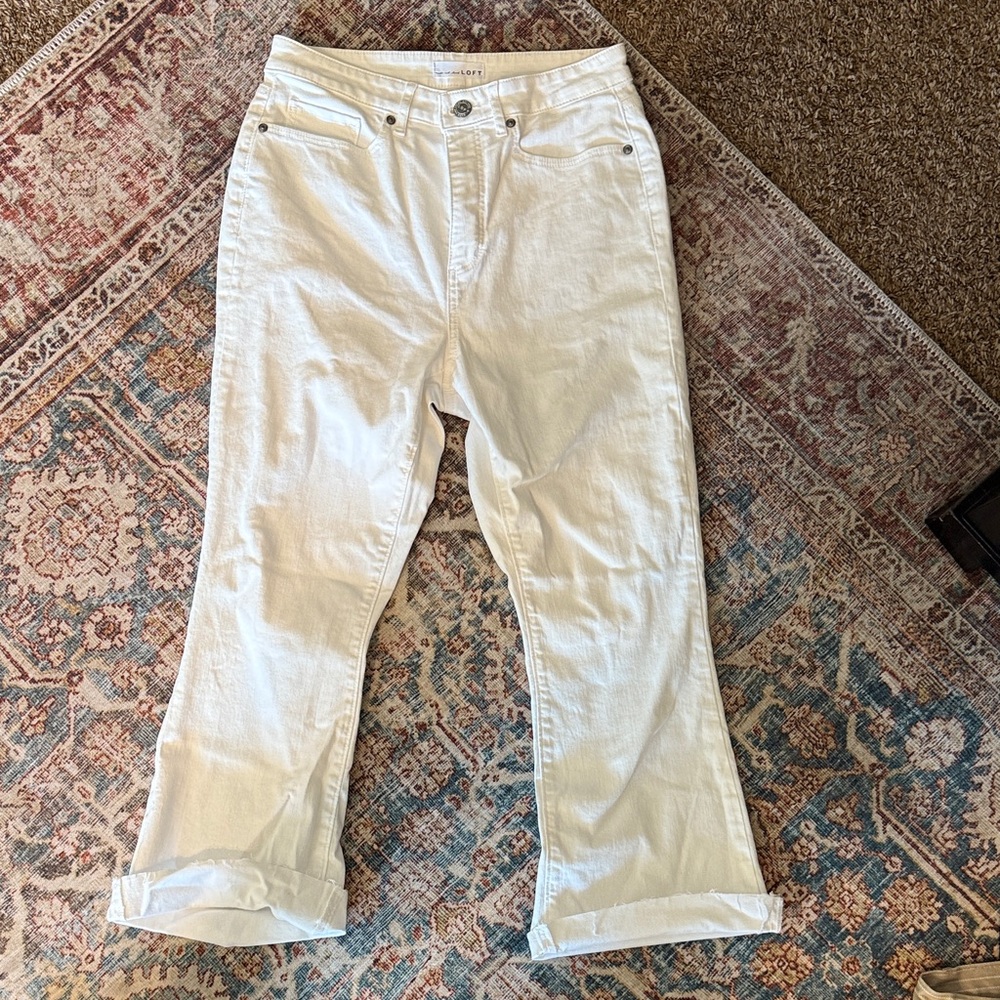 LOFT Cream Flare Jeans